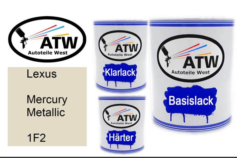 Lexus, Mercury Metallic, 1F2: 1L Lackdose + 1L Klarlack + 500ml Härter - Set, von ATW Autoteile West.